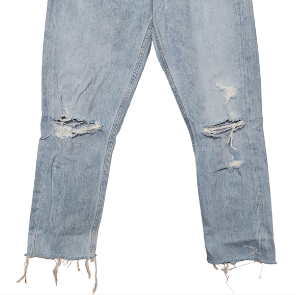 Agolde Riley Crop Jeans High Rise Light Wash Distressed Knees Size 26 Women's - Picture 5 of 10